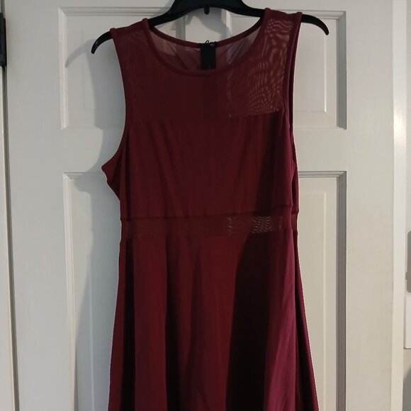 Express Dresses & Skirts - Sheer Express Burgundy Dress, Large